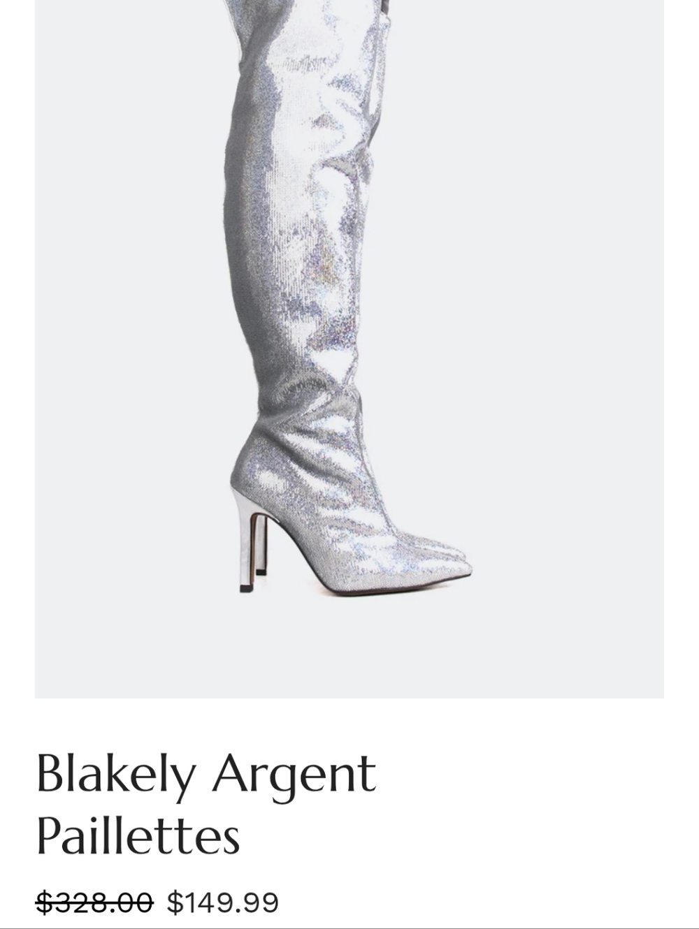 L'INTERVALLE Silver Sequin Over-the-Knee Stiletto Boot - Picture 6 of 6